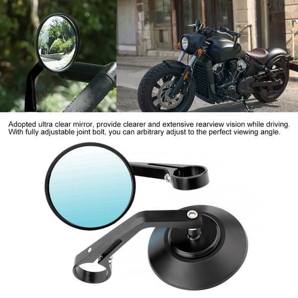2 stk. motorcykel modificeret rundt bakspejl, styr-ende bakspejle, sorte