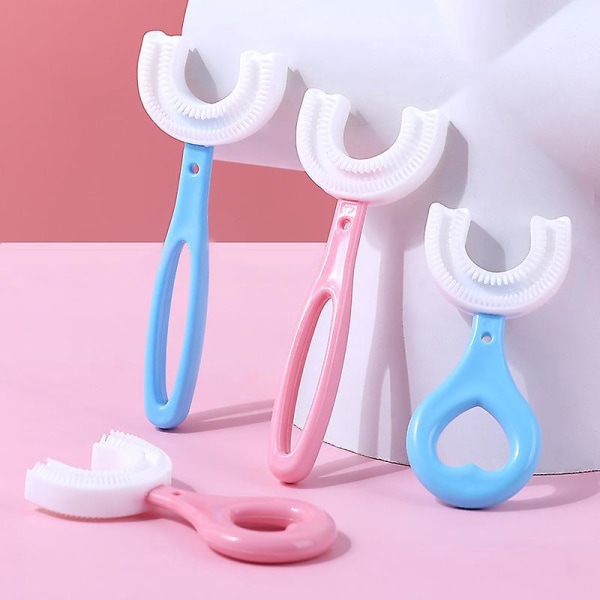 4-pack silikon U-formad manuell tandborste för barn för tandrengöring av toddler (åldrar 2-12)