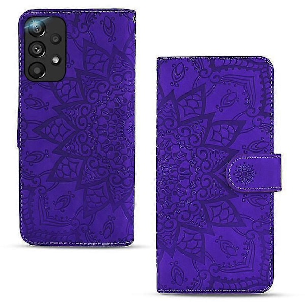 Wallet Case til Samsung Galaxy A33 5G Premium PU Læder Flip Cover Mandala Lilla