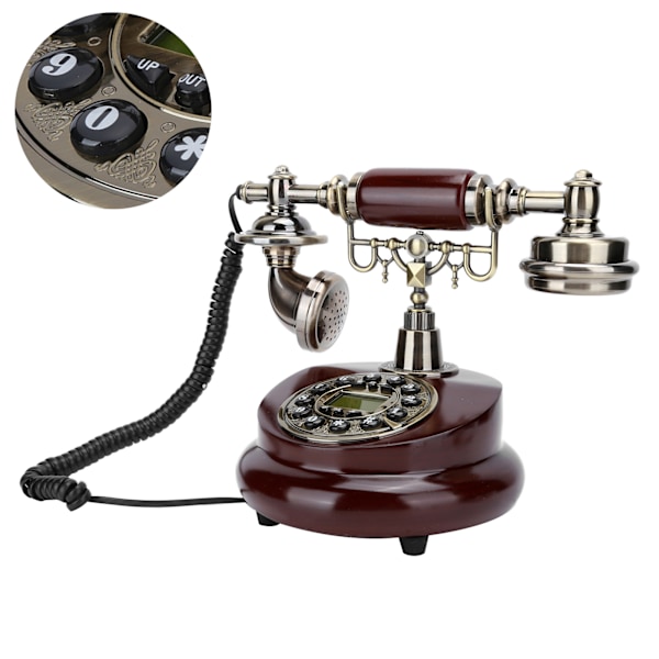 Retro stil resin telefon roterende skive håndsett skrivebords fasttelefon for hjemmekontor hotell