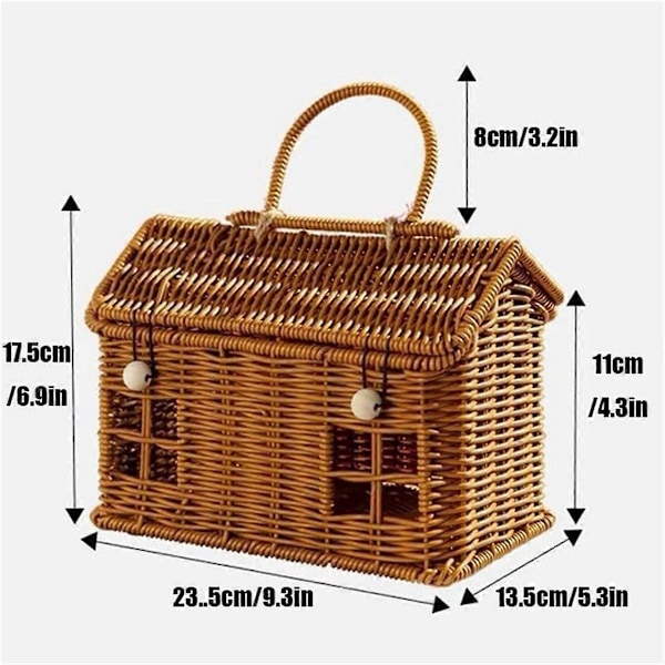 Rattan Husformet Kurv med Lokk, Høstflettkurv