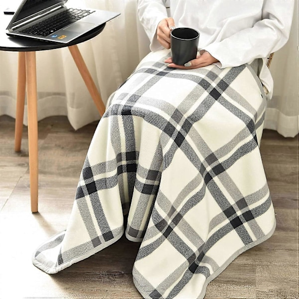 Varmt Bærbart Tæppe, Poncho Tæppe med Knapper, Behageligt Fleece Kælent Slængtæppe, 80x130cm