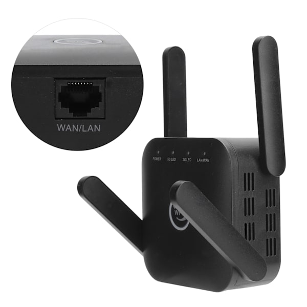 Trådlös Wifi Repeater Signalförstärkare Räckviddsförlängare Datortillbehör AC 110-240V Svart EU-kontakt