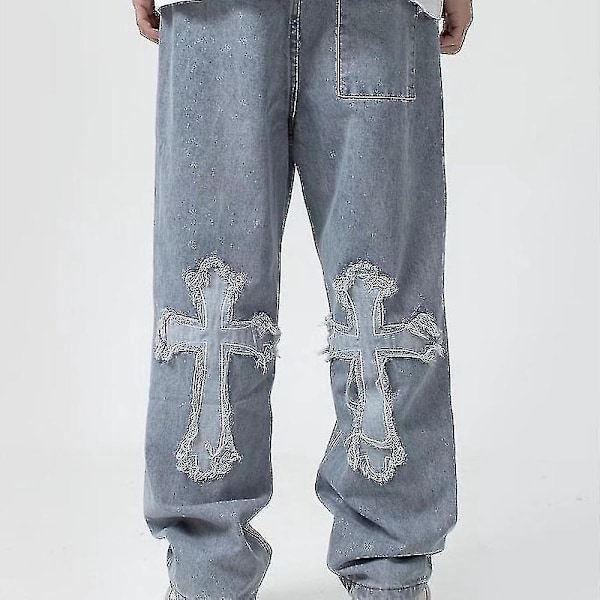 Løse Streetwear Jeans for Menn og Kvinner - Oversized Løstsittende Cross Hip Hop Denimbukser XXXL