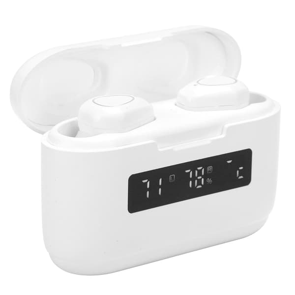 G40 Bluetooth 5.1 True Wireless hörlurar med LED-strömdisplay, touchkontroll, magnetiska öronsnäckor, vit