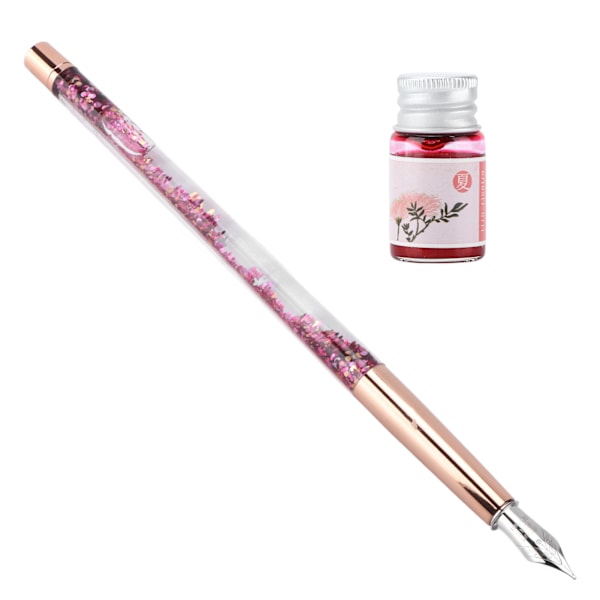 Glass Dip Pen Holdbar Dekorativ Attraktiv Komfortabel Blekk Skrive Bærbar Kalligrafi Sett for GavePen Nib Rosa