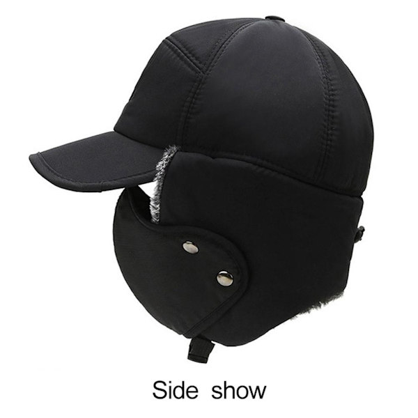 Vintermössa Beanie med ansiktsmask Tjock vindtät fleece varm mössa Öronlapp Termiskt huvudbonad Öronvärmare för män Utomhuscykling Skidåkning