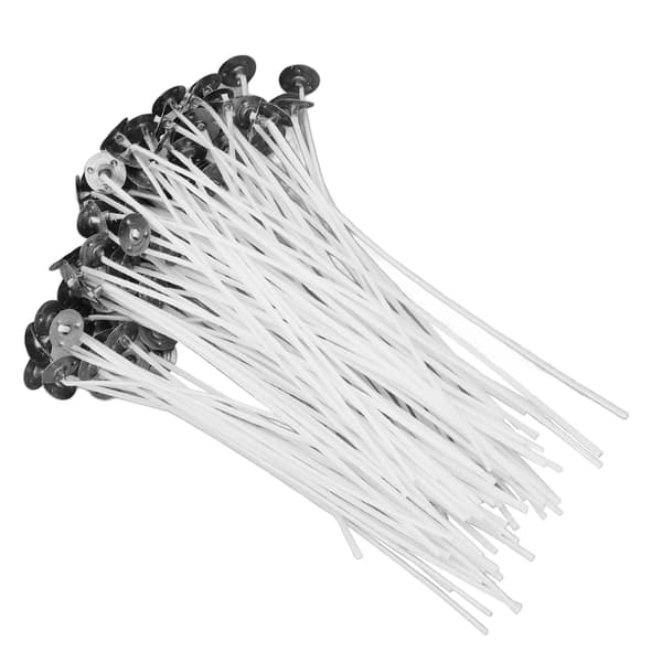 100 STK Bomullsveke 15 cm Vanlig Hvit Soyavoks med Base for Duftlys
