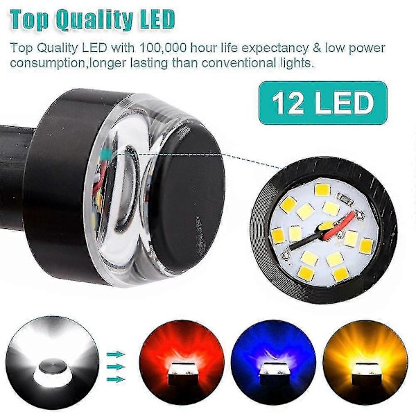 12v Blinklys Motorsykkel Led Bar End Blinker For 22mm Styre Signal Lys Blinkende For Styre ZD L hvit til rød