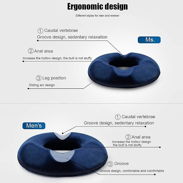 Donut Sittdyna, Ortopedisk Kudde för Hemorrojder, Ergonomisk Anti-Decubitus Kudde, för Stol Kontor Bil Rullstol, 44cm x 41cm