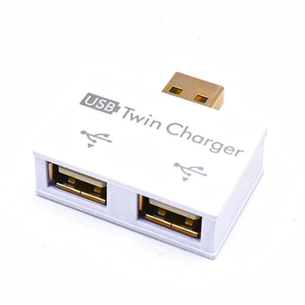 Mini USB-hubb 2-portars USB Twin laddare Splitter Adapter Converter för PC USB Flash-enheter