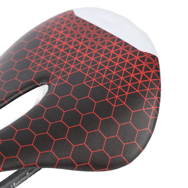 Landvägscykelsadel i kolfiber, ultralätt, slitstark, stereogelstruktur, ihålig design, röd