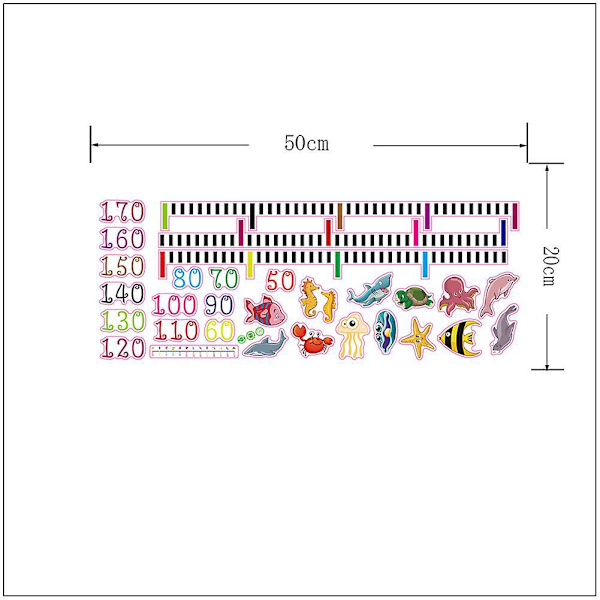 Viidakkoeläinten kasvukaavion seinätarra – korkeusmittaviiva lasten baby tai olohuoneen seinäkoristeeseen