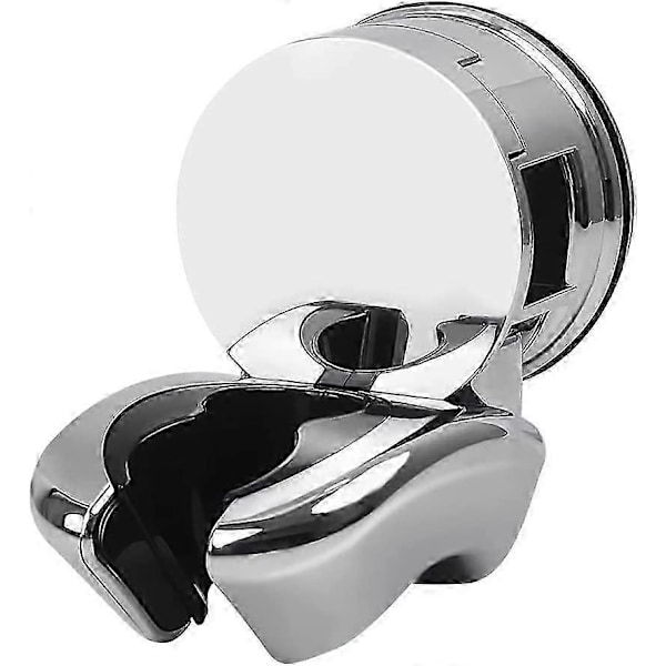 Duschhållare, Silver Duschmunstyckeshållare, Sugkopp Duschmunstyckeshållare, Två Kortplatser, Kompatibel med de flesta duschar_SZXM