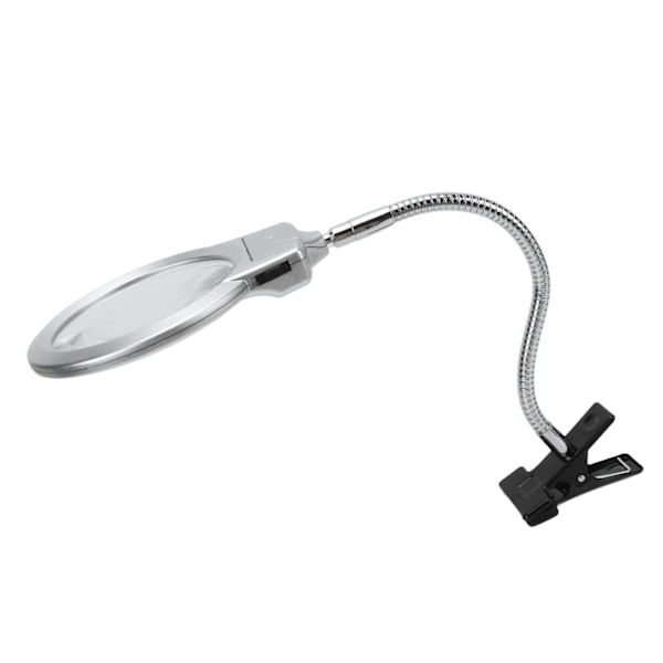 LED-belyst forstørrelsesglass med klemme, optisk linsejustering, slangeforstørrelsesglass med 2 LED-lys for lesing av håndverk