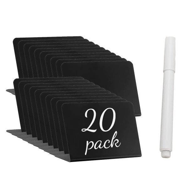 20-pak mini dobbeltsidig svart tre tavle oppslagstavler for bryllupsmiddag med penn