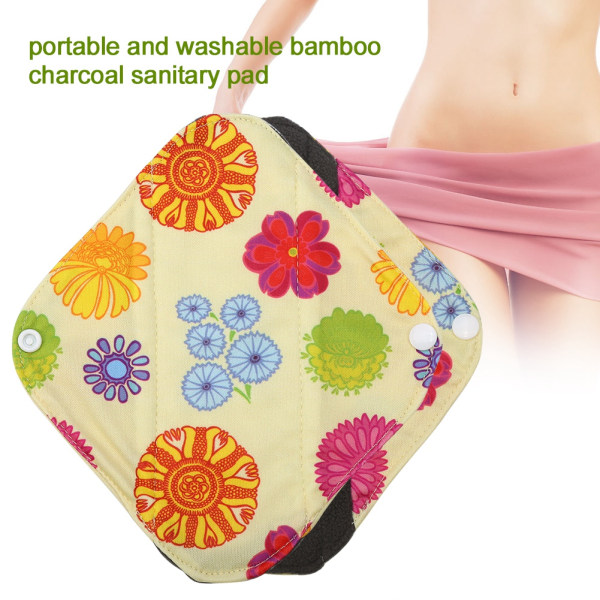 Genanvendelige kul Bambus menstruationsindlæg Vaskbar trusseindlæg Sanitetsklud WSD12