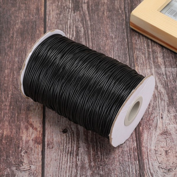 160m Wax Line DIY Ympäristöystävällinen käsin kudottu köysikaulakoru puuvillalanka 1mm (musta)