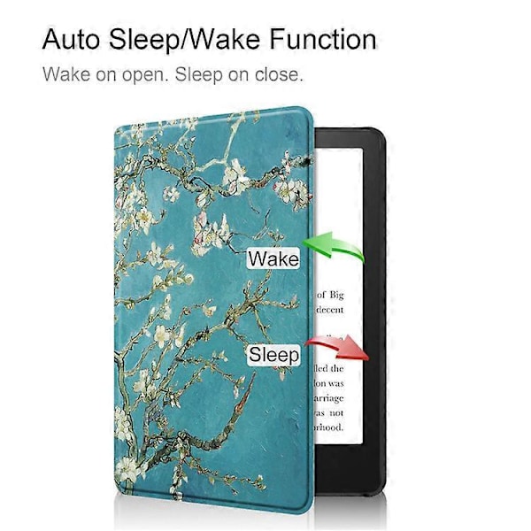 Etui passer til Kindle Paperwhite (11. generation, 2021-udgaven), Tyndeste letvægts Smart Shell Cover med Auto Våge/Sov - Mandelblomst