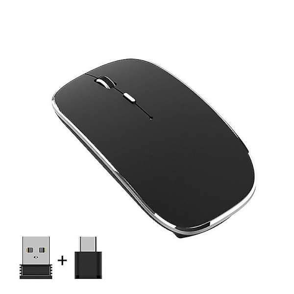 Trådløs Oppladbar Optisk Mus 24G Lydløs Klikk USB-mottaker Type-C Adapter 3 Justerbar DPI Perfekt for Bærbare Datamaskiner