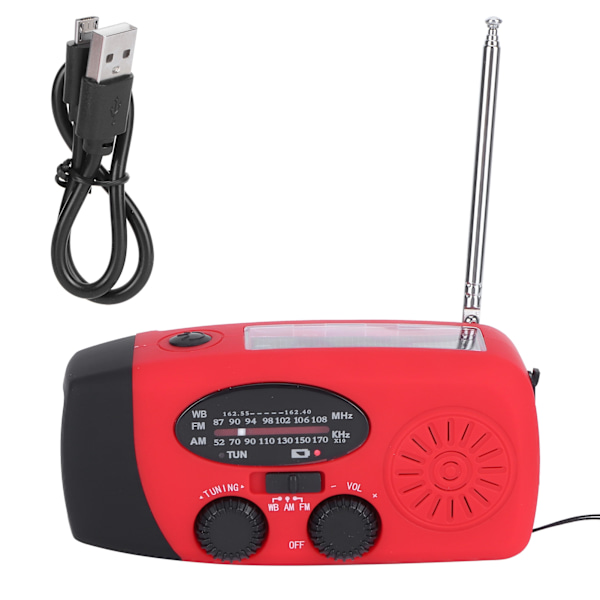 QQT088 ABS Solenergi Nöd Multifunktion Handvev Radio Stöd FM/AM Ficklampa