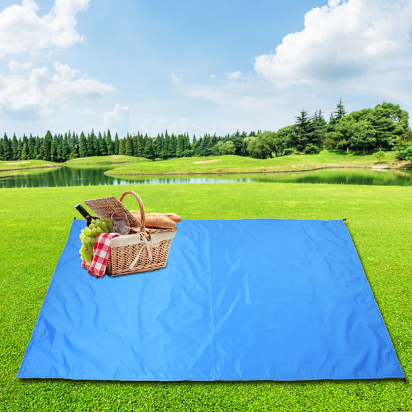 Utendørs multifunksjonell ultralett miniteppe bakkematte med bæreveske for camping piknik kongeblå 100x145