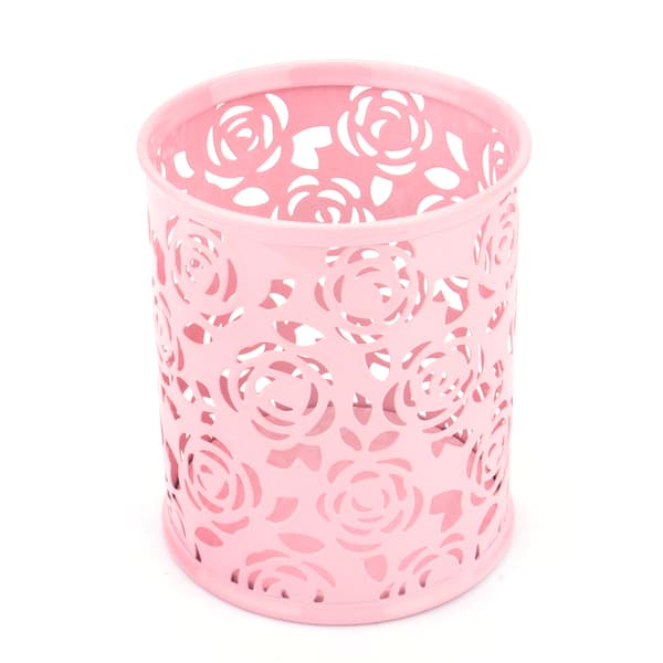 Kontorbord Hul Rose Blomstermønster Pen Blyant Pot Holder Container Organizer