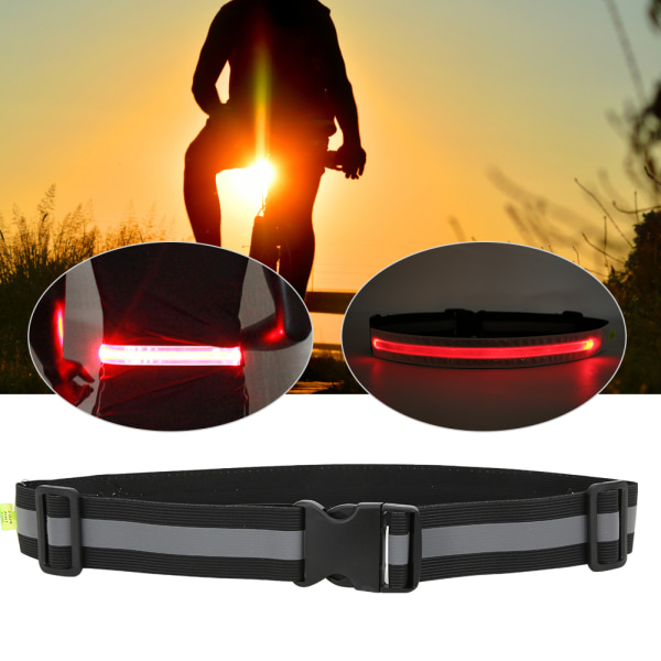 LED Elastisk bælte Nat Lysende Sports Løb Cykling Refleks Sikkerhedstøj Sort