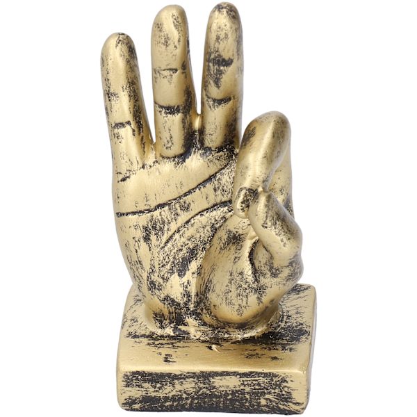 Harpiks Finger Statue OK Gest Skulptur Skrivebordsornamenter Hjem Retro Dekorasjon Messing Farge