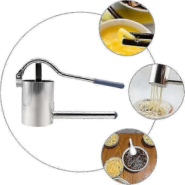 Manuell pastamaskin i rustfritt stål, spaghettimaskin, grønnsaks- og fruktjuicer (sølv)