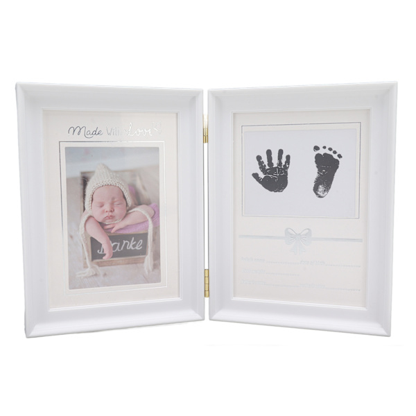 Baby Handavtrycks- och fotavtrycksset i plast med hög densitet, attraktiv dekorativ 31,5x20,7x1,7 cm utökad babytryckramar för nyfödda