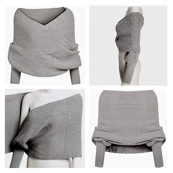 Vintermode Unisex strikket sjal med ærmer - 1 stk light grey