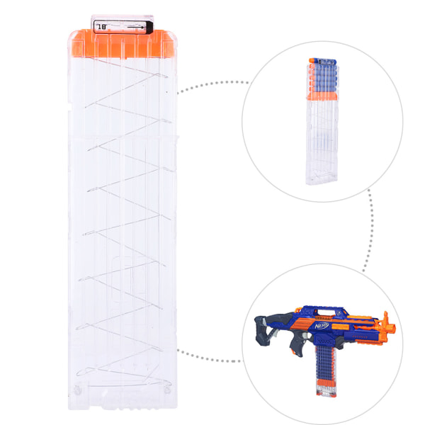 Ladda om Clip Magazine Dart Replacement Magazine Transparent Toy Gun Soft Bullet Clip för 18