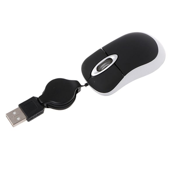 Mini-optrækkeligt kabel USB-kablet mus Rejseoptisk computermus