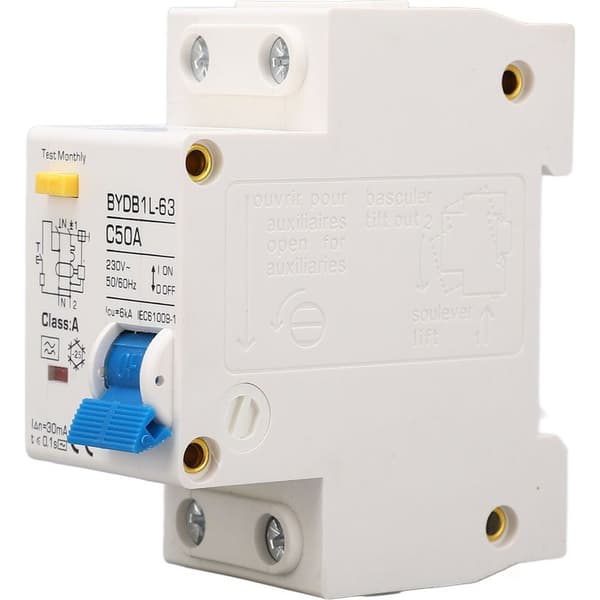 Fejlstrømsafbryder 1P+N type A 30mA 50A 230V til DIN-skinne montering