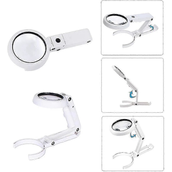 Bärbart Belyst Förstoringsglas 5x, 11x Förstoringslins 8 LED-lampor USB-laddning Ywq