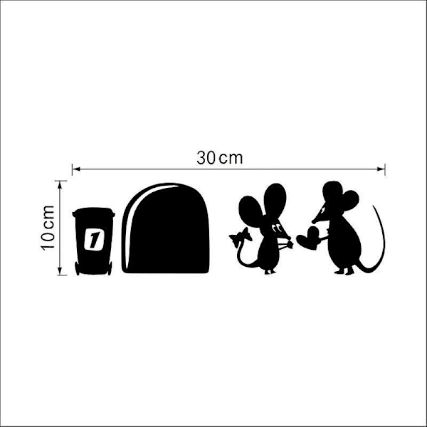 Vægstickers sød sjov rotte Hul stue soveværelse ord vægsticker dekorativt maleri illustration fin udskæringssticker van tide Kreativ sticker