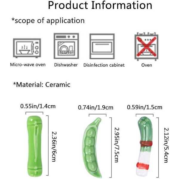 Kasvismuotoiset keraamiset syömäpuikon set - Japanilaistyyliset syömäpuikot, lepolusikan haarukkapidike (6 kpl:n pakkaus)