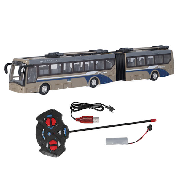 1:48 Skala RC Skolbuss Kör Framåt Bakåt Sväng Vänster Höger Fjärrkontrollbuss för Barn Guld