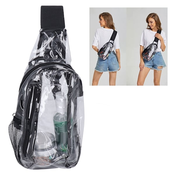 Kirkas Sling Bag Stadium -hyväksytty pieni PVC casual vedenpitävä läpinäkyvä rintalaukku retkeilystadionille tai konsertteihin