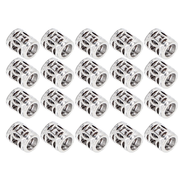 20st Hårflätning Pärlor Legering Skäggdekoration Dreadlocks Ringar DIY Armband Halsband Tillbehör Silver
