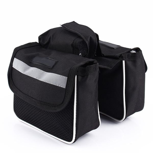 Cykel Cykel Cykelstel Pannier Sadel Front Tube Bag Dobbeltsidetaske Sort