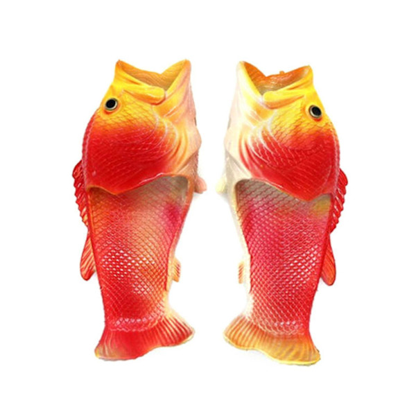 Roliga 3D fisktofflor - Unisex sommarmode flip-flops för utomhusaktiviteter 36-37 röd