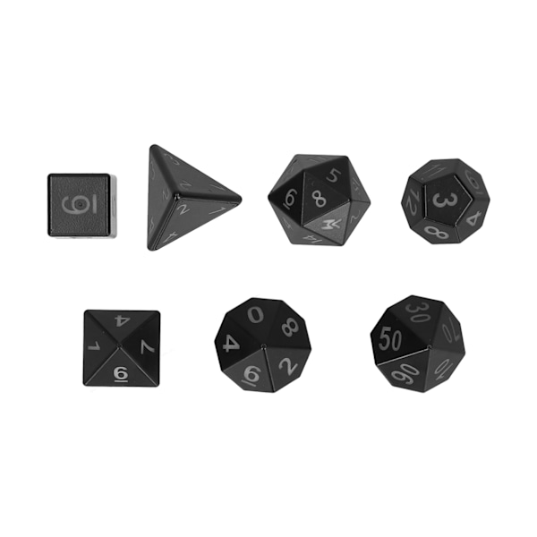7 stk elektroniske lysende terninger for festspill, polyhedral terningsett for brettspill, svart
