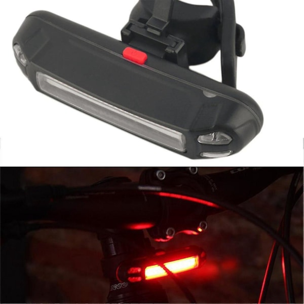 Vanntett USB oppladbart sykkelbaklyssett med multimodus rød/hvit LED-varsellys