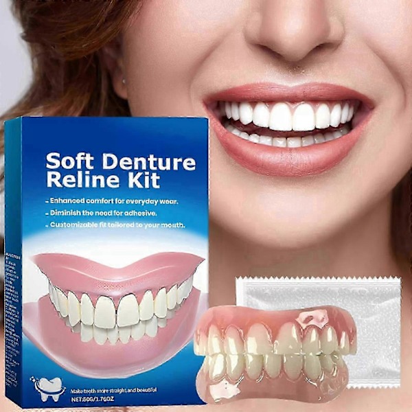 Perfect Fit Denture Silikon Relining Kit Mjuk Protes Relining För Män Och Kvinnor 1 set