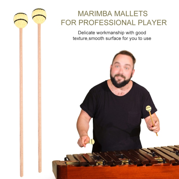 Professionelle Marimba Mallets med glatte garnhoveder - 1 par