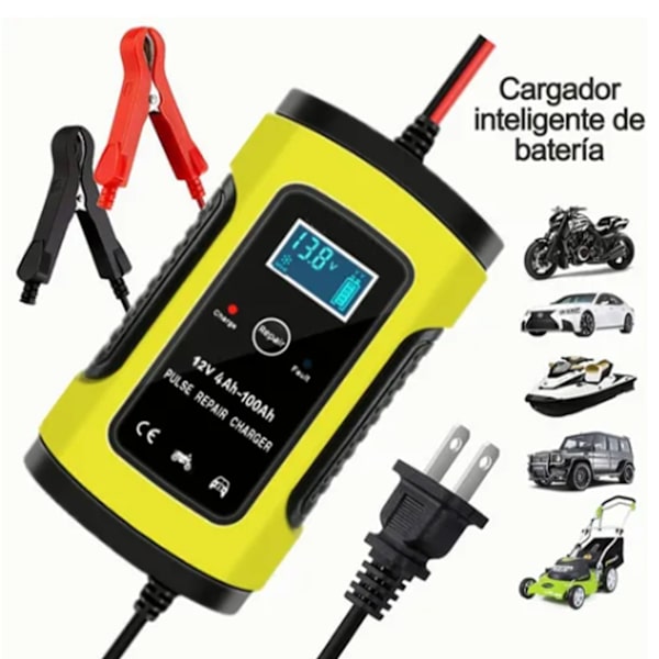 Batterioplader Opladningsstatus Display Puls Reparation Varmeafledning Kortslutningsbeskyttelse til Bil Motorcykel