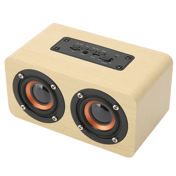 Retro Bluetooth-högtalare Inbyggd mikrofon Bärbar trådlös högtalare Stöder minneskort USB AUX MP3 Gul träkorn