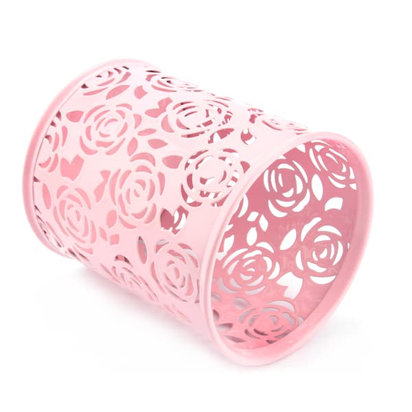 Kontorbord Hul Rose Blomstermønster Pen Blyant Pot Holder Container Organizer